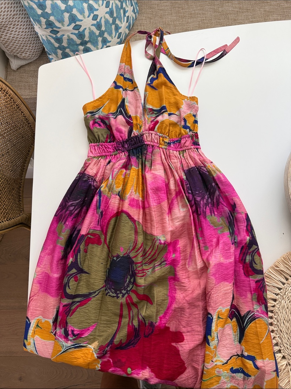 Steve Madden Multicolor Floral Halter Midi Dress